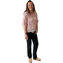 Load image into Gallery viewer, Pink Big Daisy crochet top with undervest.