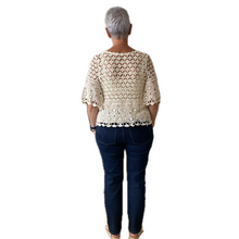 Load image into Gallery viewer, Cream Diamond crochet top with undervest.