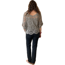 Load image into Gallery viewer, Mocha Big Daisy crochet top with undervest.