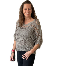 Load image into Gallery viewer, Mocha Big Daisy crochet top with undervest.