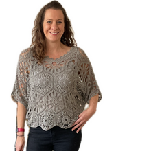 Load image into Gallery viewer, Mocha Big Daisy crochet top with undervest.