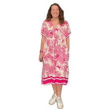 Load image into Gallery viewer, Fuchsia pink animal design floaty dress with pockets (A172)