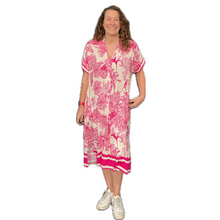 Load image into Gallery viewer, Fuchsia pink animal design floaty dress with pockets (A172)