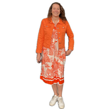 Load image into Gallery viewer, Orange animal design floaty dress with pockets (A172)