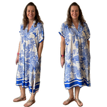 Load image into Gallery viewer, Royal blue animal design floaty dress with pockets (A172)
