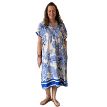 Load image into Gallery viewer, Royal blue animal design floaty dress with pockets (A172)