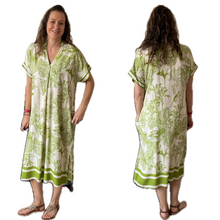 Load image into Gallery viewer, Green animal design floaty dress with pockets (A172)