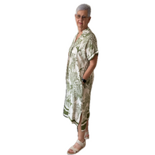 Load image into Gallery viewer, Khaki green animal design floaty dress with pockets (A172)