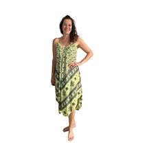 Load image into Gallery viewer, Yellow with Blue Elephant Design Handkerchief Dress (AA74)