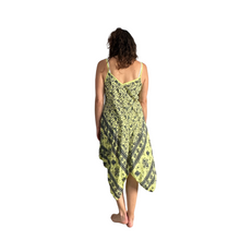 Load image into Gallery viewer, Yellow with Blue Elephant Design Handkerchief Dress (AA74)