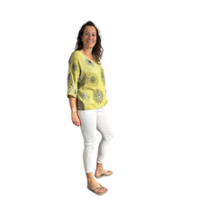 Load image into Gallery viewer, Mustard firework cotton top for women. (A158)