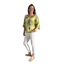 Load image into Gallery viewer, Mustard firework cotton top for women. (A158)