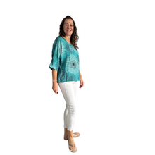 Load image into Gallery viewer, Teal firework cotton top for women. (A158)