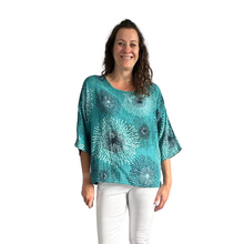 Load image into Gallery viewer, Teal firework cotton top for women. (A158)