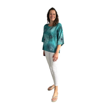 Load image into Gallery viewer, Teal firework cotton top for women. (A158)