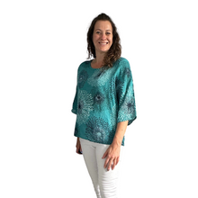 Load image into Gallery viewer, Teal firework cotton top for women. (A158)