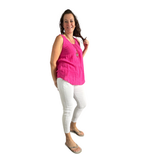 Load image into Gallery viewer, Fuchsia pink Sleeveless layered top for women. (A161)