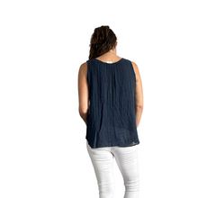 Load image into Gallery viewer, Navy Blue Sleeveless layered top for women. (A161)