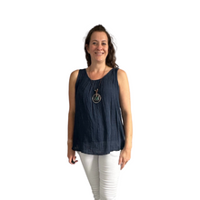 Load image into Gallery viewer, Navy Blue Sleeveless layered top for women. (A161)