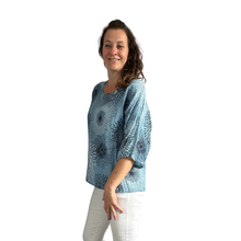 Load image into Gallery viewer, Light blue firework cotton top for women. (A158)