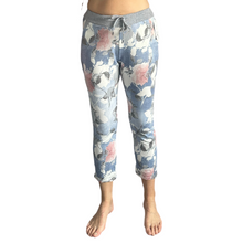 Load image into Gallery viewer, Light Denim rose printed Italian Joggers for casual, everyday wear.