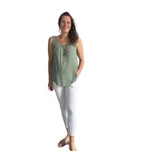 Load image into Gallery viewer, Khaki green Sleeveless layered top for women. (A161)