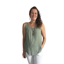 Load image into Gallery viewer, Khaki green Sleeveless layered top for women. (A161)