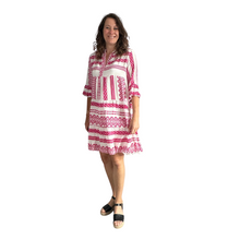 Load image into Gallery viewer, Red Aztec Print Tiered Dress for women. (A159)
