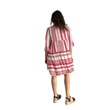 Load image into Gallery viewer, Red Aztec Print Tiered Dress for women. (A159)
