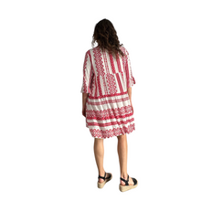 Load image into Gallery viewer, Red Aztec Print Tiered Dress for women. (A159)