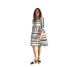 Load image into Gallery viewer, Black Aztec Print Tiered Dress for women. (A159)