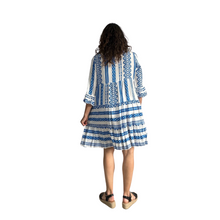 Load image into Gallery viewer, Royal Blue Aztec Print Tiered Dress for women. (A159)