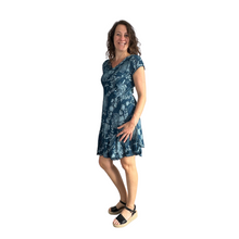 Load image into Gallery viewer, Teal Dandelion stretchy dress with cap sleeves for women (A160)
