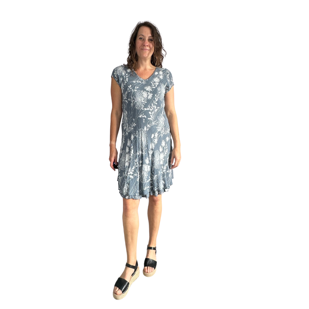 Grey Dandelion stretchy dress with cap sleeves for women  (A160)