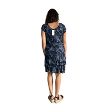 Load image into Gallery viewer, Navy Dandelion stretchy dress with cap sleeves for women (A160)