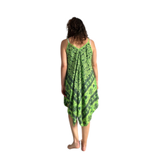 Load image into Gallery viewer, Bright green with Blue Elephant Design Handkerchief Dress (AA74)