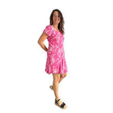 Load image into Gallery viewer, Fuchsia pink Dandelion stretchy dress with cap sleeves for women (A160)