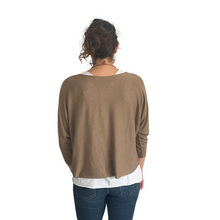 Load image into Gallery viewer, Ladies 2 Piece Layer Plain Top with Necklace with 3/4 Sleeves (A91) - Made in Italy (Camel)
