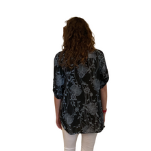 Load image into Gallery viewer, Ladies Black dandelion print shirt (A127)