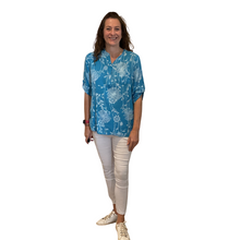 Load image into Gallery viewer, Ladies Blue dandelion print shirt (A127)