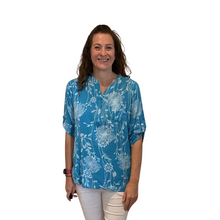 Load image into Gallery viewer, Ladies Blue dandelion print shirt (A127)