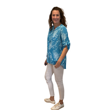 Load image into Gallery viewer, Ladies Blue dandelion print shirt (A127)