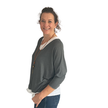 Load image into Gallery viewer, Ladies dark grey Layered Top with Necklace (a91)