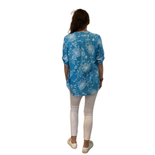 Load image into Gallery viewer, Ladies Blue dandelion print shirt (A127)