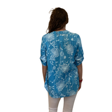 Load image into Gallery viewer, Ladies Blue dandelion print shirt (A127)