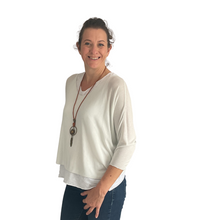 Load image into Gallery viewer, Ladies White 2 Piece Layer Plain Top with Necklace with 3/4 Sleeves (A91)