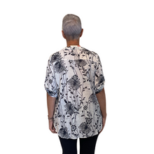 Load image into Gallery viewer, Ladies white/navy dandelion print shirt (A127)