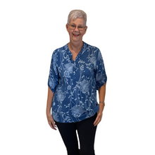 Load image into Gallery viewer, Ladies Royal blue dandelion print shirt (A127)