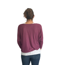 Load image into Gallery viewer, Ladies Plum 2 Piece Layer Plain Top with Necklace with 3/4 Sleeves (A91)

