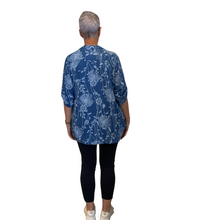 Load image into Gallery viewer, Ladies Royal blue dandelion print shirt (A127)